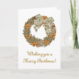 Merry Birthmas Birthday Christmas combined Holiday Card