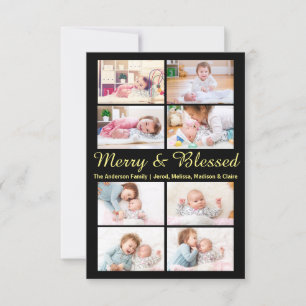 Merry & Blessed 8 Photos -3x5 Christmas Card