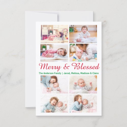 Merry  Blessed 8 Photos _ 3x5 Christmas Card