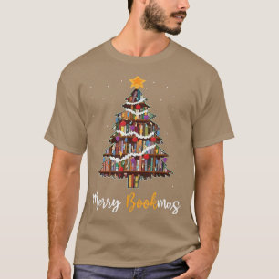 Merry Bookmas Book Christmas Tree Librarian Funny T-Shirt