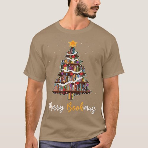 Merry Bookmas Book Christmas Tree Librarian Funny  T_Shirt