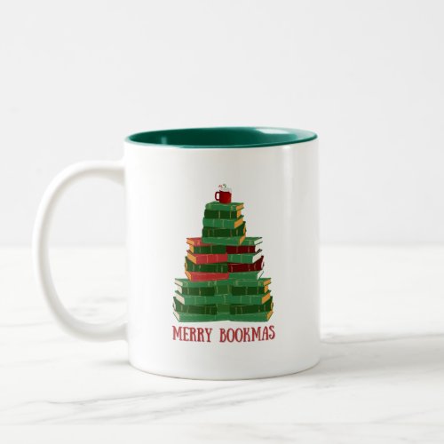 Merry Bookmas Book Tree Christmas Holiday Gift Two_Tone Coffee Mug