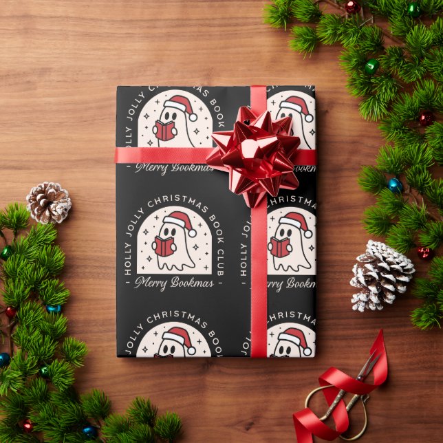 Merry bookmas bookish book lovers funny wrapping paper (Holiday Gift)