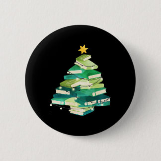 Merry Bookmas Books Pine Tree Fun Reading Lover Ch Button