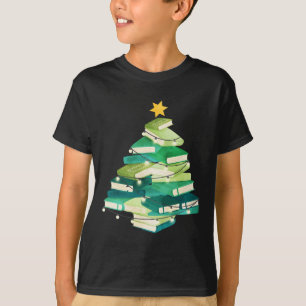 Merry Bookmas Books Pine Tree Fun Reading Lover Ch T-Shirt