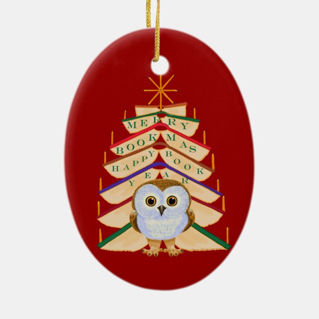 Merry Bookmas Ceramic Ornament (Back)