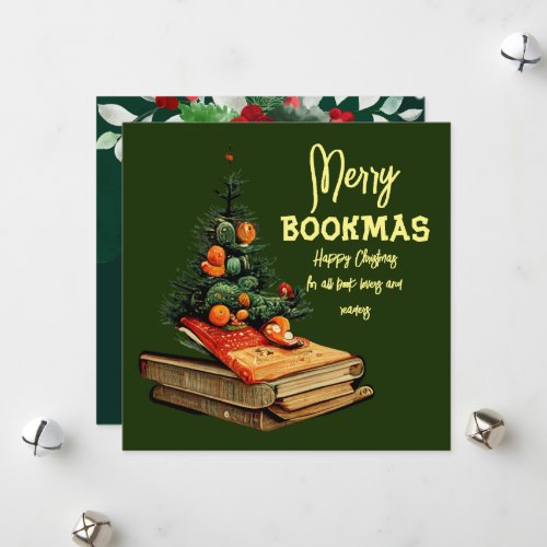 Merry Bookmas _ Christmas Books Tree Holiday Card
