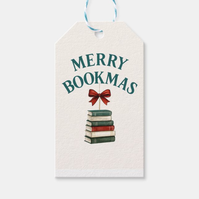 Merry Bookmas Christmas Vintage  Gift Tags (Front)