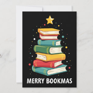 Merry Bookmas - Festive Book Stack for Book Lovers Invitation