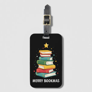 Merry Bookmas - Festive Book Stack for Book Lovers Luggage Tag
