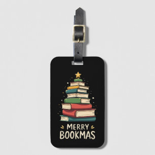 Merry Bookmas - Festive Book Stack for Book Lovers Luggage Tag