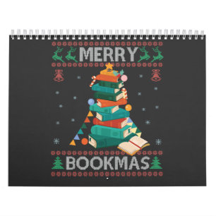 Merry Bookmas Funny Ugly Xmas Sweater Library Gift Calendar
