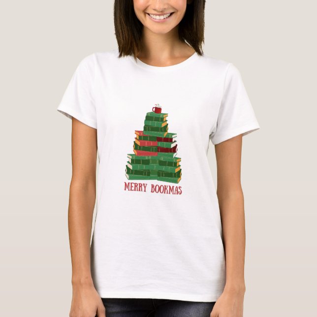 Merry Bookmas Holiday Christmas Book Lover Gift T-Shirt (Front)