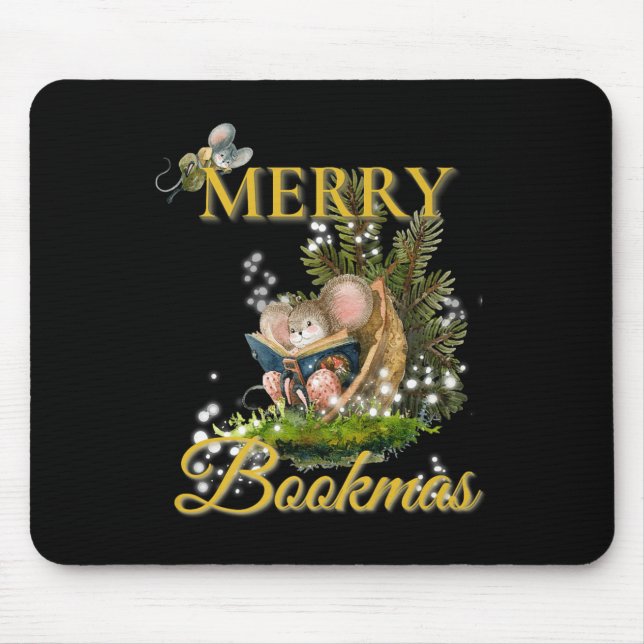 Merry Bookmas' Victorian Christmas Mice Bibliophil Mouse Pad (Front)