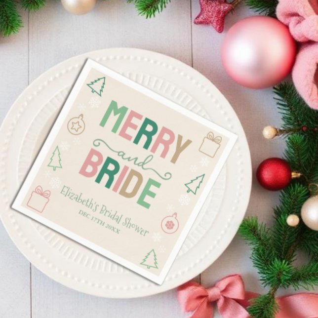 Merry & Bride Christmas Bridal Shower Napkins (Creator Uploaded)