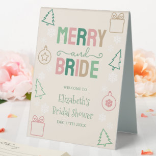 Merry & Bride Christmas Bridal Shower Table Tent