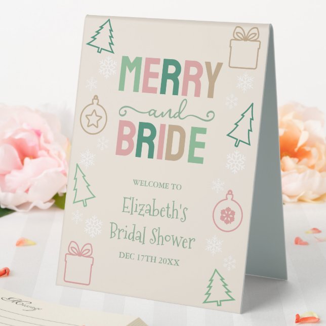 Merry & Bride Christmas Bridal Shower Table Tent (In SItu (Wedding))