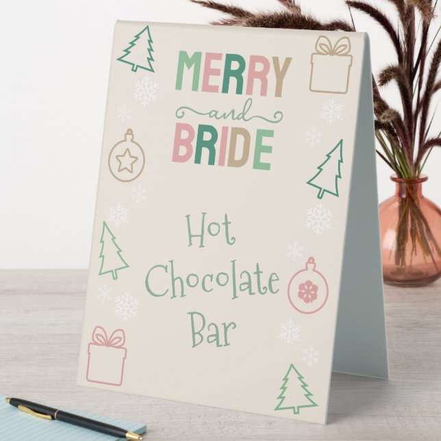 Merry & Bride Hot Chocolate Bar Bridal Shower Table Tent (In SItu (Table))