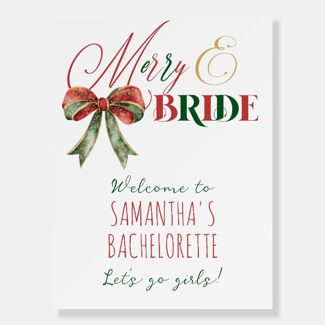Merry & Bride Winter Christmas Bach Welcome Sign (Front)