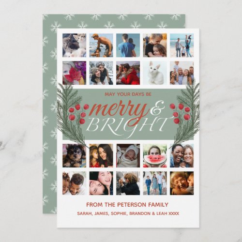Merry  Bright 20 photo collage Foliage  Holiday Card