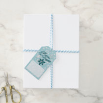 Merry &amp; Bright • 6-Point Snowflake • Teal &amp; White Gift Tags
