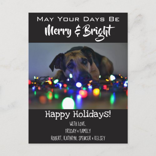 Merry  Bright Add Pet Photo Holiday Postcard