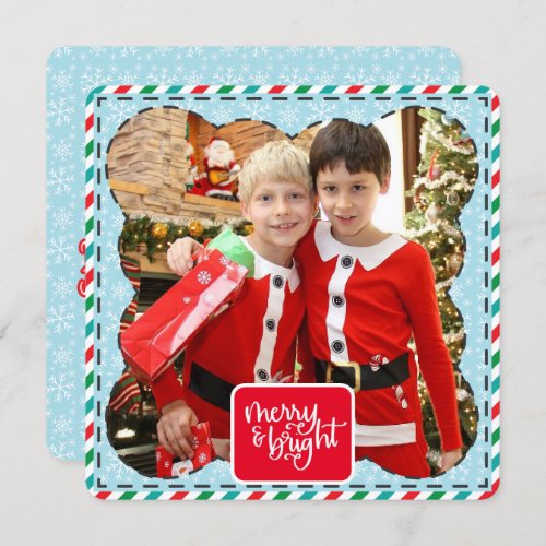 Merry  Bright add your photos Holiday Card