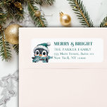 MERRY & BRIGHT! Adorable, Penguin With Santa Hat Label<br><div class="desc">MERRY & BRIGHT! Adorable,  Penguin With Santa Hat,  Address Return Labels. Enter your data,  you can choose font,  position,  etc. individually by "further personalize". Matching items in our store.</div>