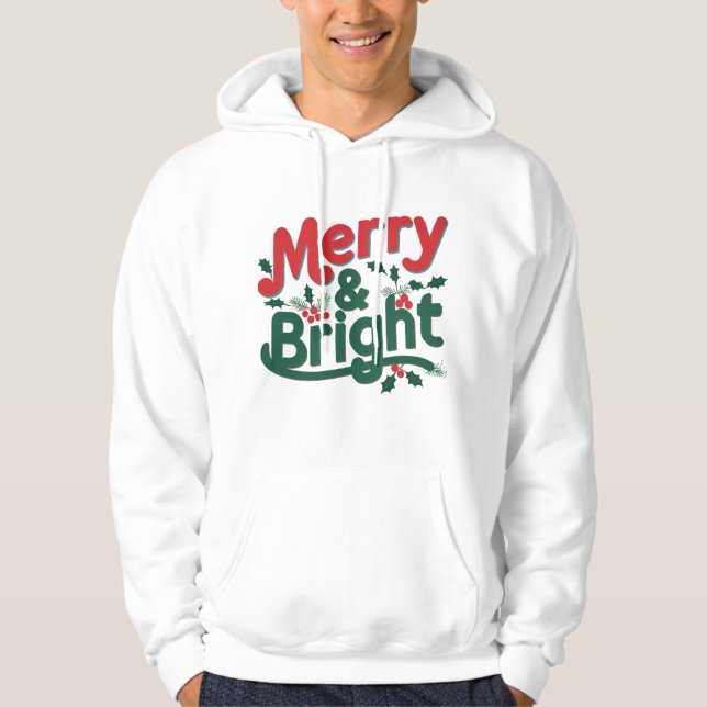 Merry & Bright Adult Pullover Hoodie – Classic  (Front)