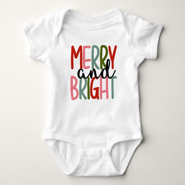 Merry & Bright Baby Outfit Bodysuit (Front)
