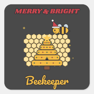 Merry & Bright Beekeeper Square Sticker