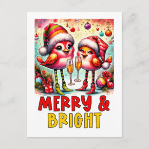 Merry & Bright Birds Postcard