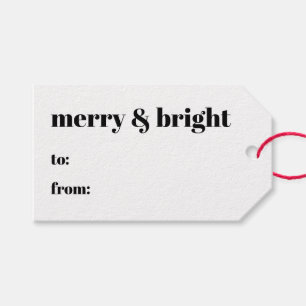 Merry bright black white to from modern Christmas Gift Tags