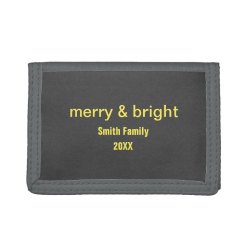 Merry  Bright Bright Colorful Yellow Grey Gift Trifold Wallet
