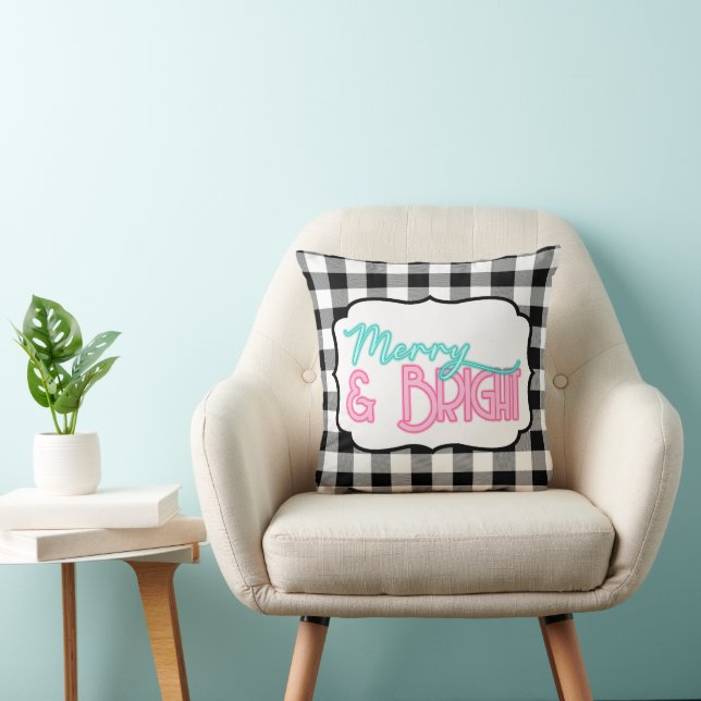 Merry & Bright Buffalo Plaid Throw Pillow (Chair)