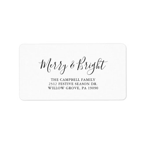 Merry  Bright  Calligraphy Return Address Label