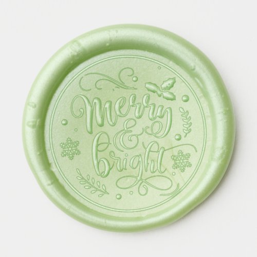 Merry  Bright Calligraphy Script Christmas Wax Seal Sticker