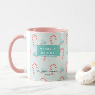 Merry & Bright Candy Cane Pattern Photo Mug