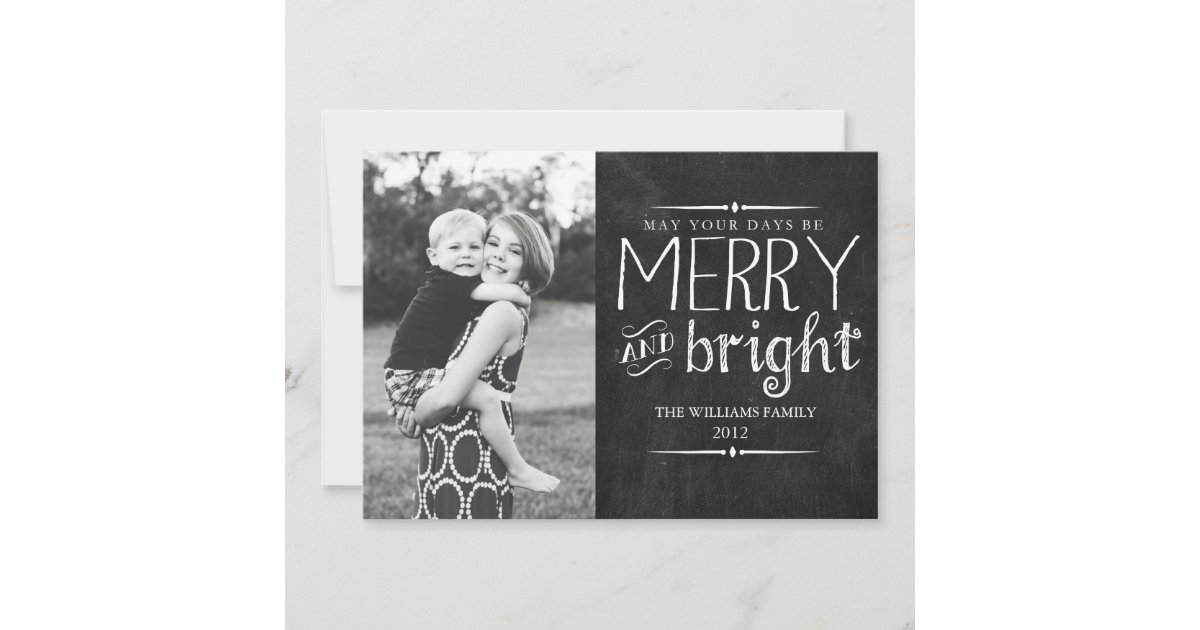 Merry &amp; Bright Chalkboard Card | Zazzle