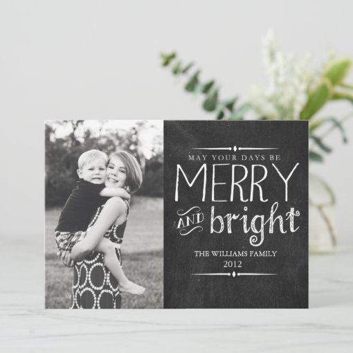 Merry &amp; Bright Chalkboard Card | Zazzle