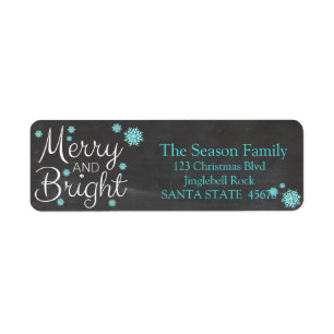 Merry & Bright chalkboard stars holiday label