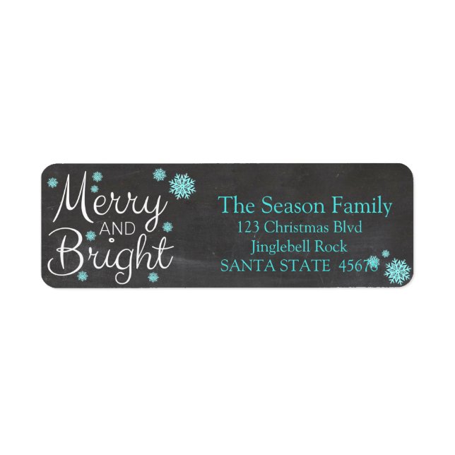 Merry & Bright chalkboard stars holiday label (Front)