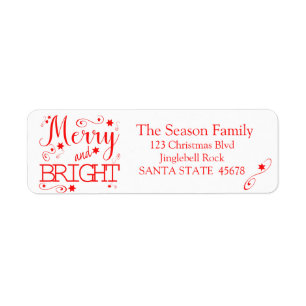 Merry & Bright chalkboard stars holiday label
