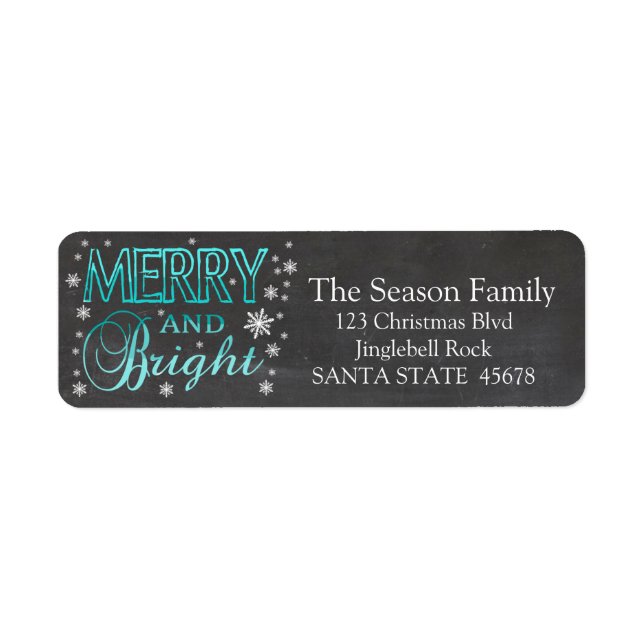 Merry & Bright chalkboard stars holiday label (Front)
