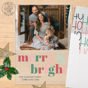 Merry & Bright Cheerful Christmas Photo Acrylic Invitations