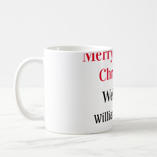 Merry Bright Christmas add family name welcome joy Coffee Mug (Left)