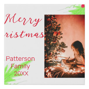 Merry Bright Christmas add family name welcome joy Faux Canvas Print