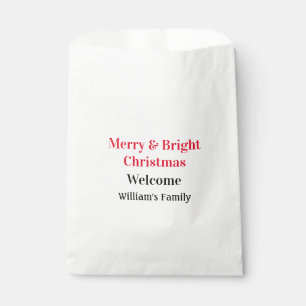 Merry Bright Christmas add family name welcome joy Favor Bag