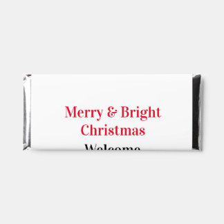 Merry Bright Christmas add family name welcome joy Hershey Bar Favors