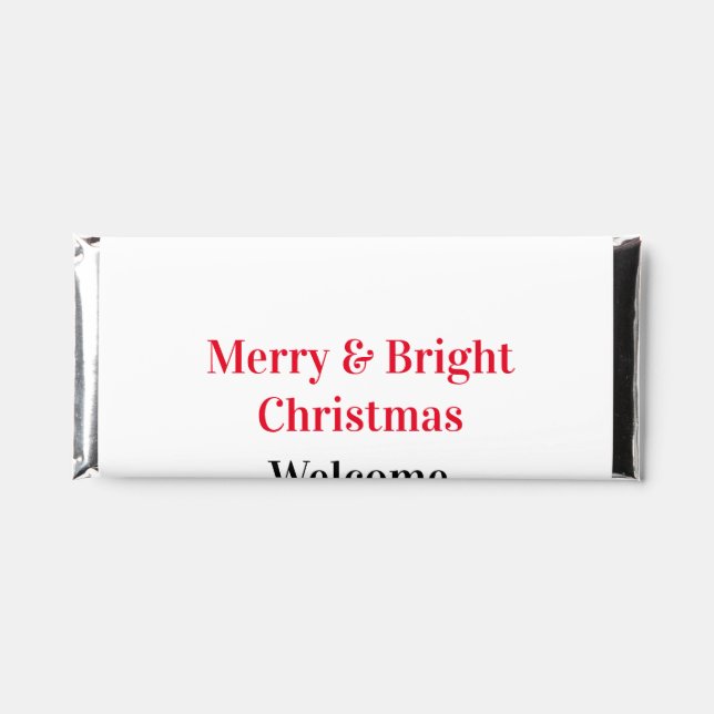 Merry Bright Christmas add family name welcome joy Hershey Bar Favors (Front)